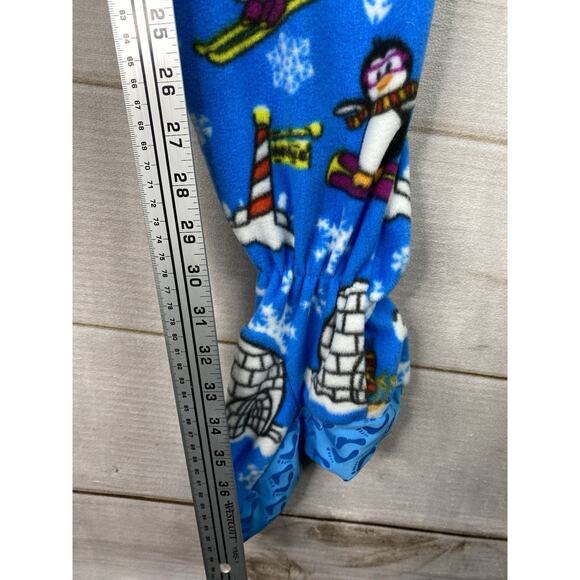 Winter Wonderland Footed Pajamas Adult Sz L Penguins Bears Igloo Dark Blue NWT - Picture 6 of 9